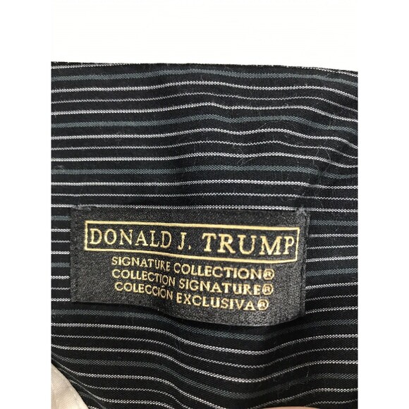 Donald J Trump Shirt Mens Size 17 1/2 Black White Signature Collection Flip Cuff - Picture 7 of 10
